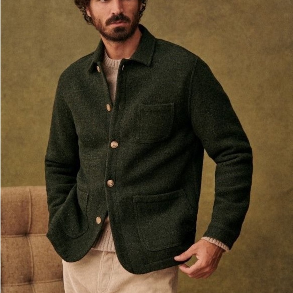 Sezane Octobre Nelson Forest Green Wool Jacket